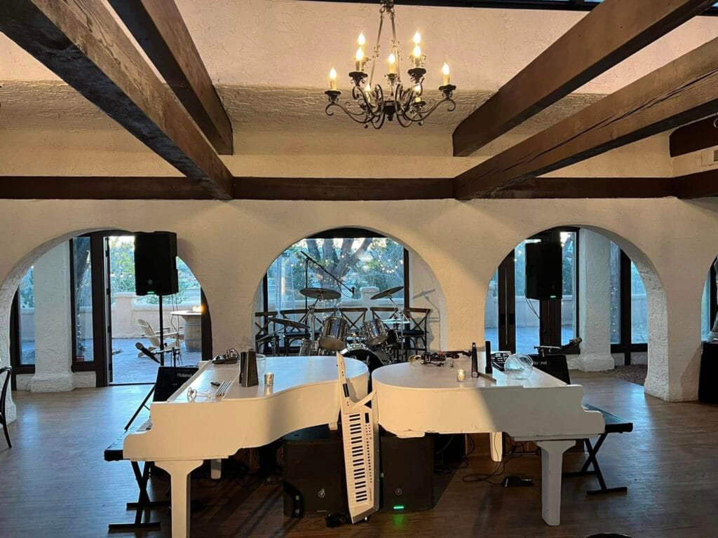 California wedding venue with dueling pianos setup for the Official Road Show – California Coast Edition.