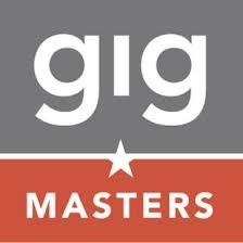 A red and white star on top of the gig masters logo.